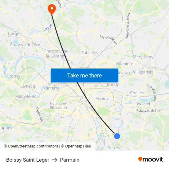Boissy-Saint-Leger to Parmain map