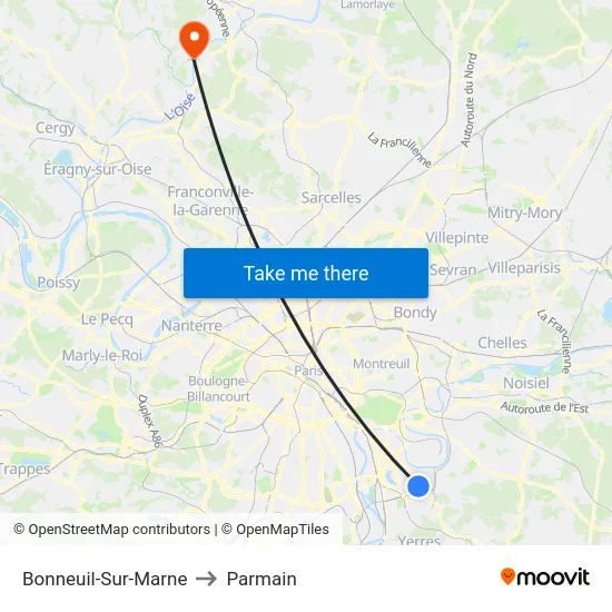 Bonneuil-Sur-Marne to Parmain map