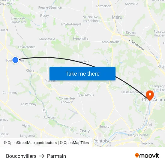 Bouconvillers to Parmain map