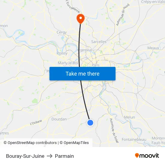 Bouray-Sur-Juine to Parmain map
