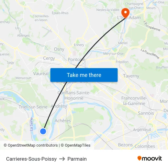 Carrieres-Sous-Poissy to Parmain map