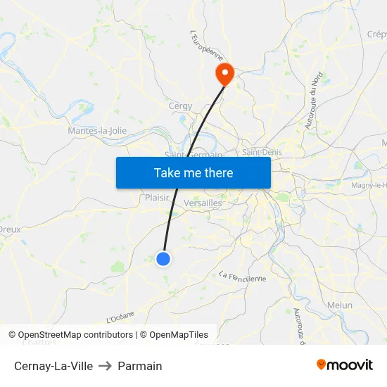 Cernay-La-Ville to Parmain map
