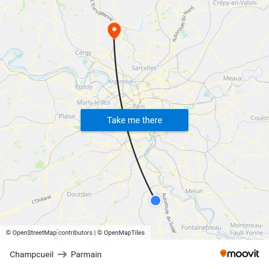 Champcueil to Parmain map