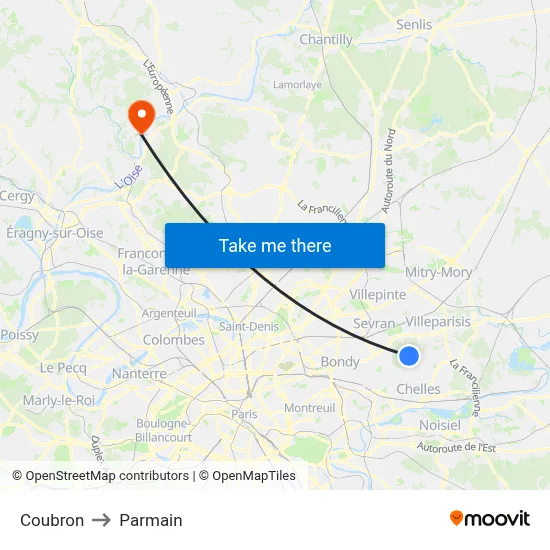 Coubron to Parmain map