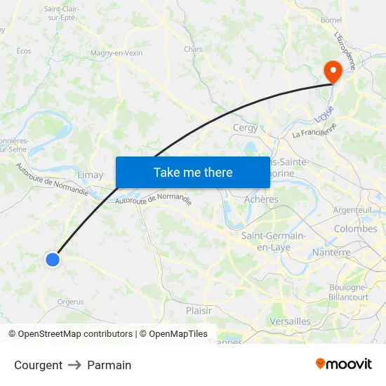 Courgent to Parmain map