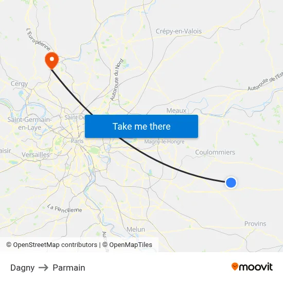 Dagny to Parmain map