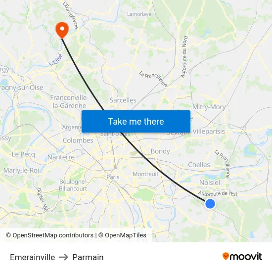 Emerainville to Parmain map