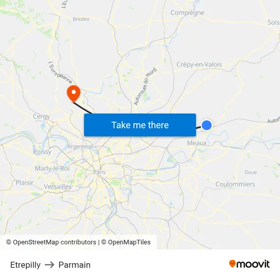 Etrepilly to Parmain map