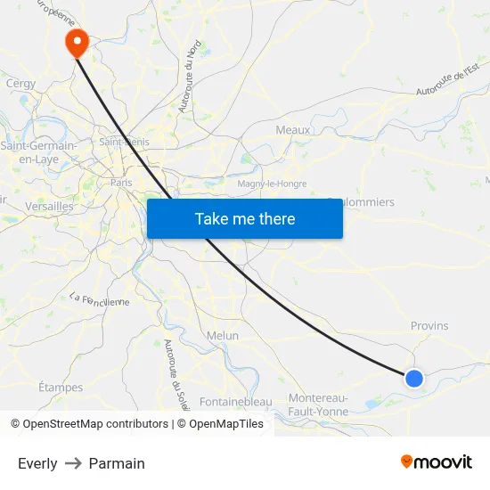 Everly to Parmain map