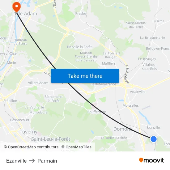 Ezanville to Parmain map
