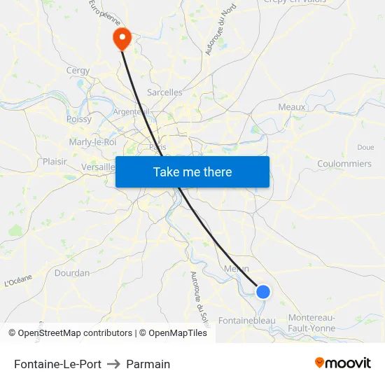 Fontaine-Le-Port to Parmain map