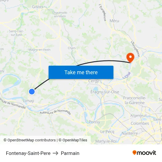 Fontenay-Saint-Pere to Parmain map