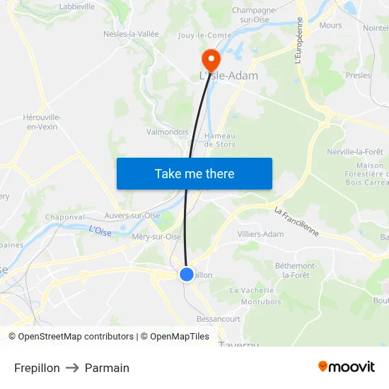 Frepillon to Parmain map