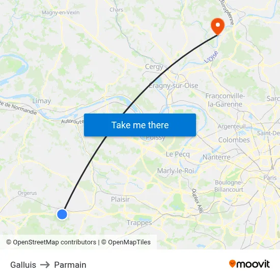 Galluis to Parmain map