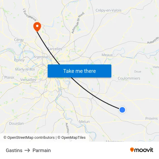 Gastins to Parmain map