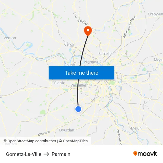 Gometz-La-Ville to Parmain map