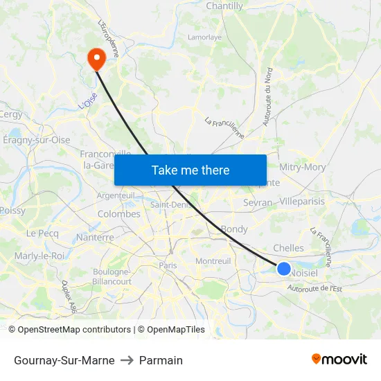 Gournay-Sur-Marne to Parmain map