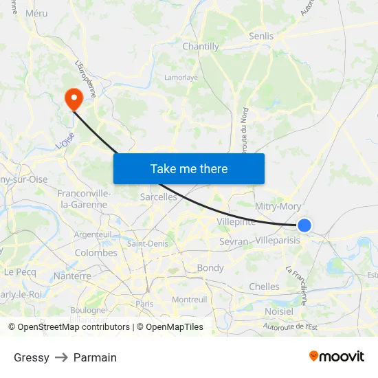 Gressy to Parmain map