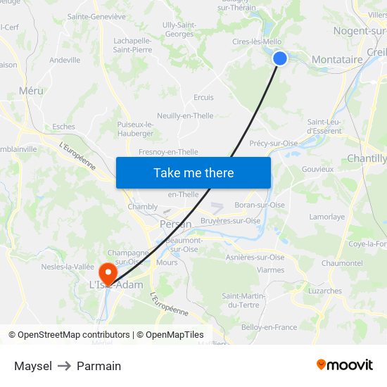 Maysel to Parmain map