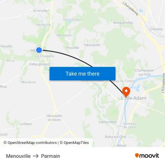 Menouville to Parmain map