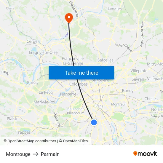 Montrouge to Parmain map