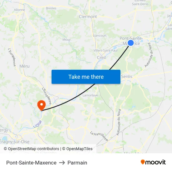Pont-Sainte-Maxence to Parmain map