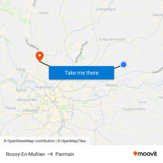 Rosoy-En-Multien to Parmain map