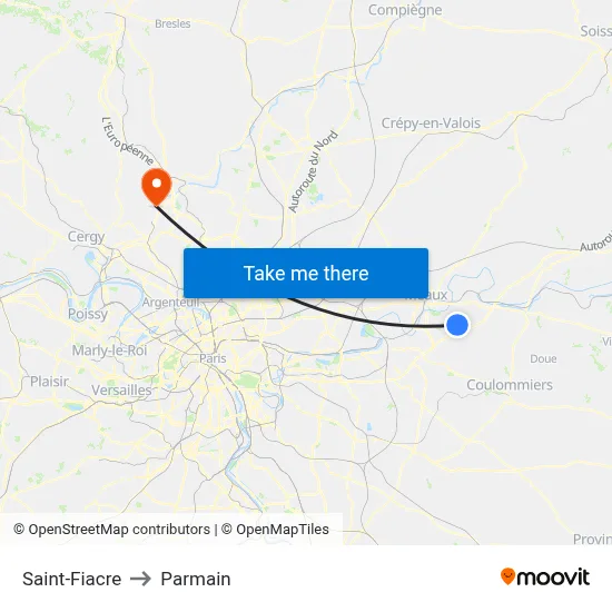 Saint-Fiacre to Parmain map