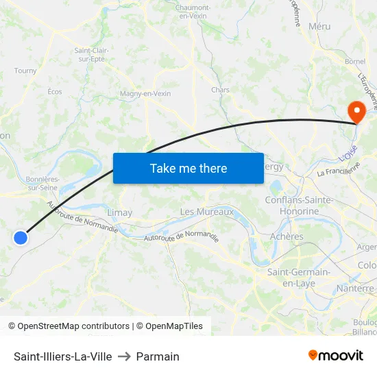 Saint-Illiers-La-Ville to Parmain map
