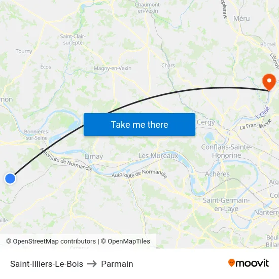 Saint-Illiers-Le-Bois to Parmain map
