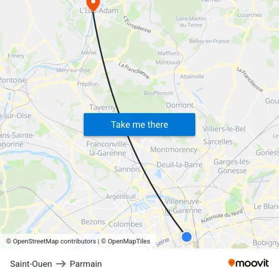 Saint-Ouen to Parmain map