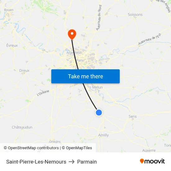 Saint-Pierre-Les-Nemours to Parmain map