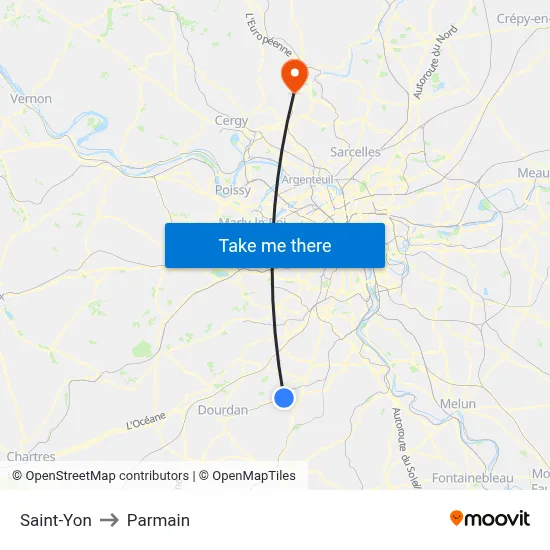 Saint-Yon to Parmain map