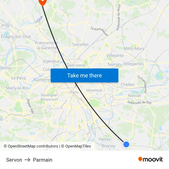 Servon to Parmain map