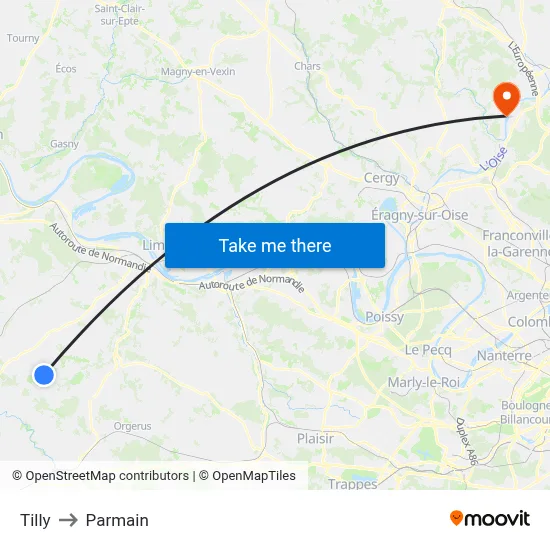Tilly to Parmain map