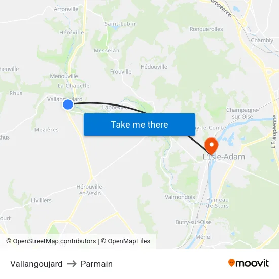Vallangoujard to Parmain map