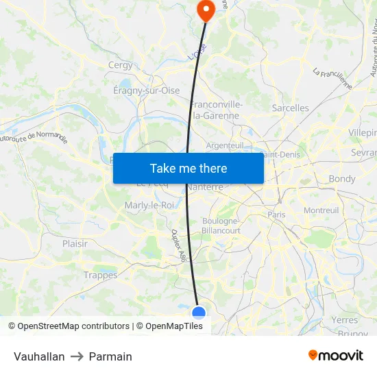 Vauhallan to Parmain map