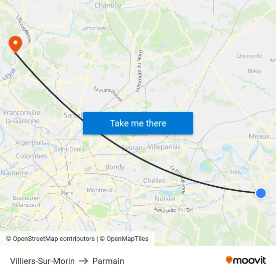 Villiers-Sur-Morin to Parmain map