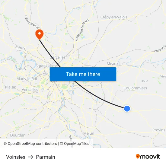 Voinsles to Parmain map