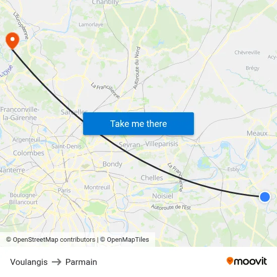 Voulangis to Parmain map