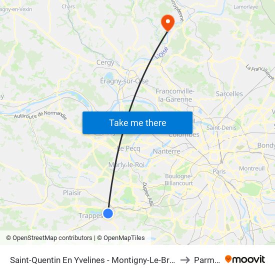 Saint-Quentin En Yvelines - Montigny-Le-Bretonneux to Parmain map