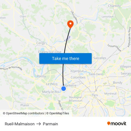 Rueil-Malmaison to Parmain map