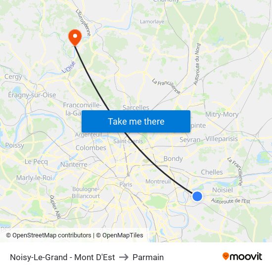 Noisy-Le-Grand - Mont D'Est to Parmain map