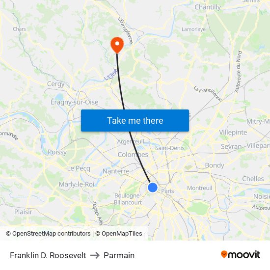 Franklin D. Roosevelt to Parmain map