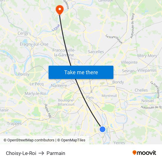 Choisy-Le-Roi to Parmain map
