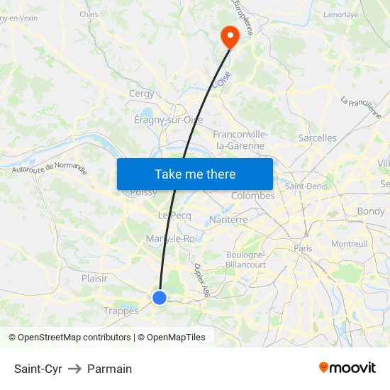 Saint-Cyr to Parmain map