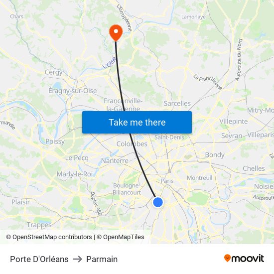 Porte D'Orléans to Parmain map