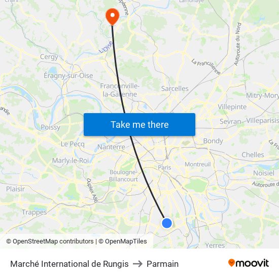 Marché International de Rungis to Parmain map
