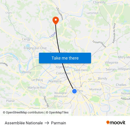 Assemblée Nationale to Parmain map
