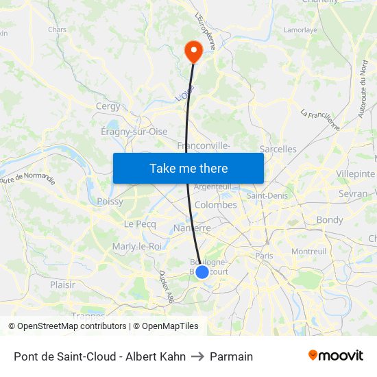 Pont de Saint-Cloud - Albert Kahn to Parmain map